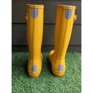 Hunter Original Tall Yellow Buckle Boots Kids Size Sz 22/6